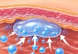 Ilustração do gel atraindo moléculas de água.